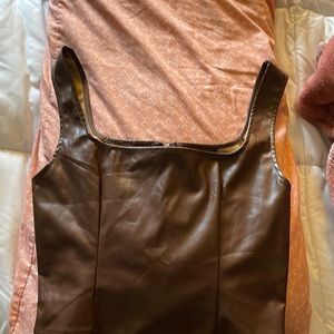 Brand new. Shein. Leather crop top tank with zipper accent